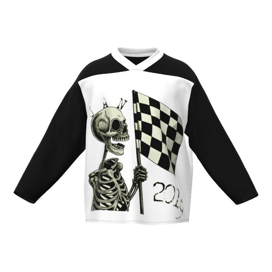 UP ALL NIGHT WHITE/BLACK SKELETON CHECKER FLAG JERSEY