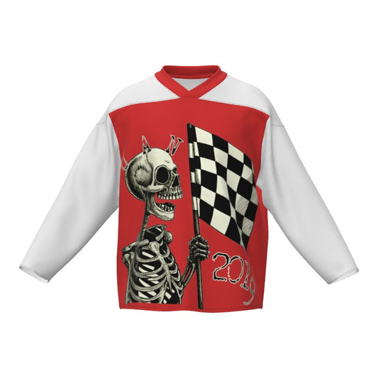 UP ALL NIGHT RED/WHITE SKELETON CHECKER FLAG