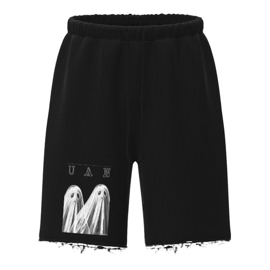 UP ALL NIGHT Raw Hem Shorts-BLACK